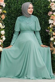 Mint Hijab Evening Dress 1101MINT - 1