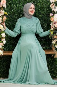 Mint Hijab Evening Dress 1101MINT - 2