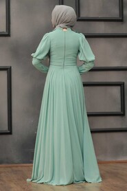 Mint Hijab Evening Dress 1101MINT - 5