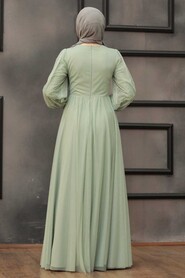 Mint Hijab Evening Dress 21501MINT - 6