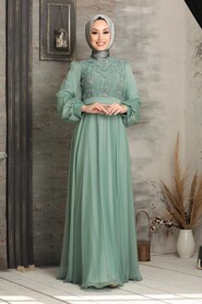 Mint Hijab Evening Dress 2155MINT - 1