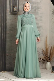 Mint Hijab Evening Dress 2155MINT - 2
