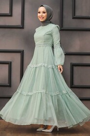  Modern Mint Islamic Evening Gown 2335MINT - 1