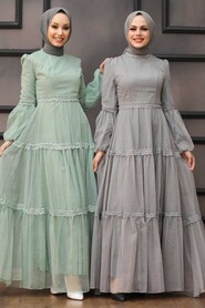  Modern Mint Islamic Evening Gown 2335MINT - 2