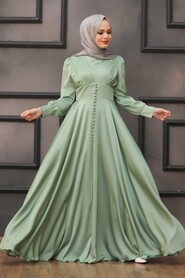 Mint Hijab Evening Dress 25160MINT - 1