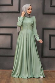 Mint Hijab Evening Dress 25160MINT - 2