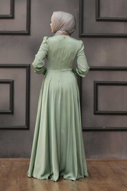 Mint Hijab Evening Dress 25160MINT - 3