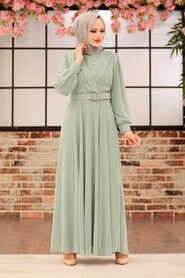  Mint Turkish Hijab Engagement Dress 3060MINT - 1