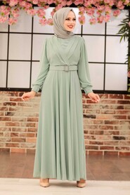  Mint Turkish Hijab Engagement Dress 3060MINT - 2