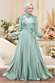  Satin Mint Modest Islamic Clothing Wedding Dress 3117MINT - 2