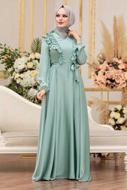  Satin Mint Modest Islamic Clothing Wedding Dress 3117MINT - 4