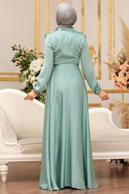  Satin Mint Modest Islamic Clothing Wedding Dress 3117MINT - 5