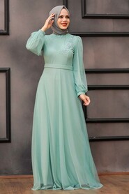  Modern Mint Hijab Evening Dress 34880MINT - 1