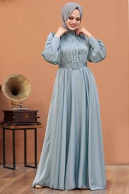  Elegant Mint Islamic Long Sleeve Maxi Dress 40221MINT - 1