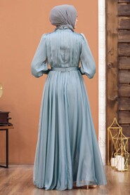  Elegant Mint Islamic Long Sleeve Maxi Dress 40221MINT - 4