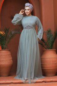  Stylish Mint Modest Evening Gown 54230MINT - 3