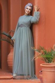  Stylish Mint Modest Evening Gown 54230MINT - 4