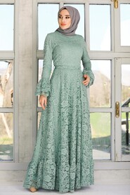 Mint Hijab Evening Dress 5476MINT - 2