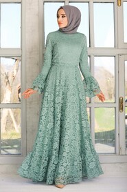 Mint Hijab Evening Dress 5476MINT - 3