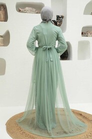 Neva Style - Long Sleeve Mint Modest Evening Gown 5632MINT - Thumbnail