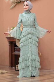 Mint Hijab Evening Dress 75801MINT - 1