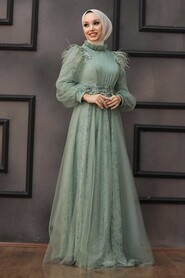 Mint Hijab Evening Dress 75850MINT - 1