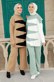 Mint Hijab Knitwear Double Suit 25401MINT - 4
