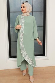 Mint Hijab Suit Dress 7686MINT - 2