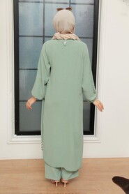 Mint Hijab Suit Dress 7686MINT - 4
