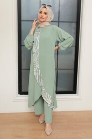 Mint Hijab Suit Dress 7686MINT - 1