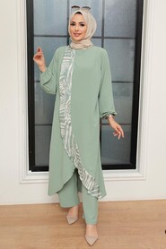 Mint Hijab Suit Dress 7686MINT - 3
