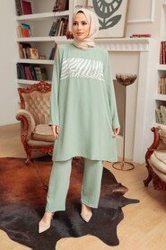 Mint Hijab Suit Dress 7687MINT - 2