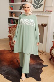 Mint Hijab Suit Dress 7687MINT - 1