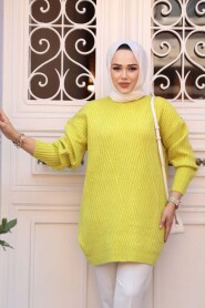 Modest Acidic Yellow Knitwear Tunic 7852ASR - 2