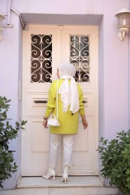 Modest Acidic Yellow Knitwear Tunic 7852ASR - 3
