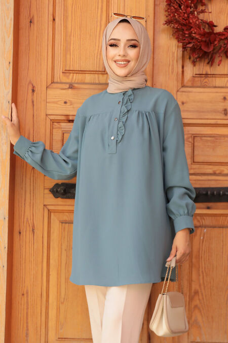 Modest Almond Greeen Top 19026CY - NEVA STYLE