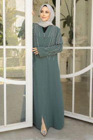 Modest Almond Green Abaya For Women 29111CY - 1