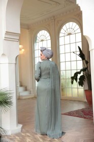 Modest Almond Green Bridal Dress 52142CY - 5