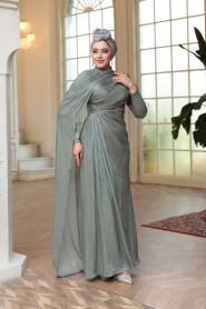 Modest Almond Green Bridal Dress 52142CY - 3