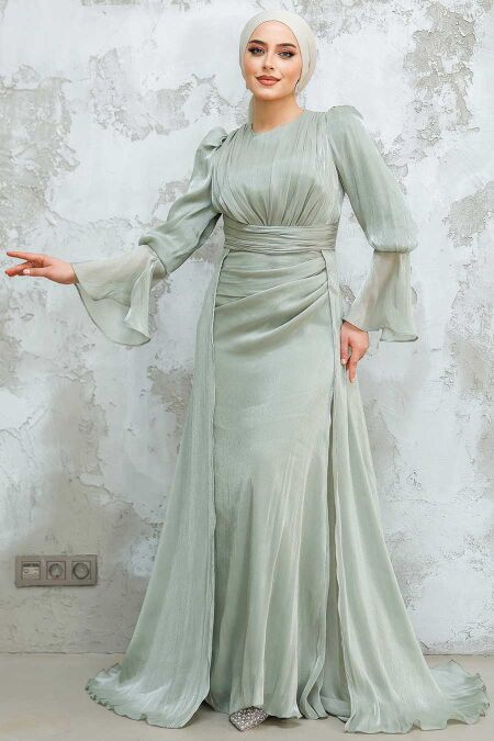 Modest Almond Green Bridesmaid Dress 4986CY - NEVA STYLE