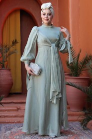 Modest Almond Green Bridesmaid Gown 52223CY - 3
