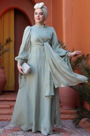 Modest Almond Green Bridesmaid Gown 52223CY - 4