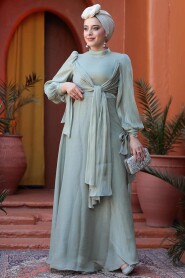 Modest Almond Green Bridesmaid Gown 52223CY - 5