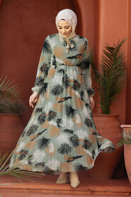 Modest Almond Green Chiffon Dresses 50353CY - 2