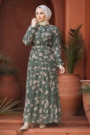 Modest Almond Green Chiffon Long Dresses 50354CY - 2