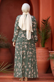 Modest Almond Green Chiffon Long Dresses 50354CY - 3