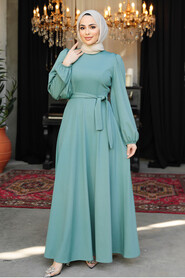 Modest Almond Green Dress For Plus Size 23101CY - 1