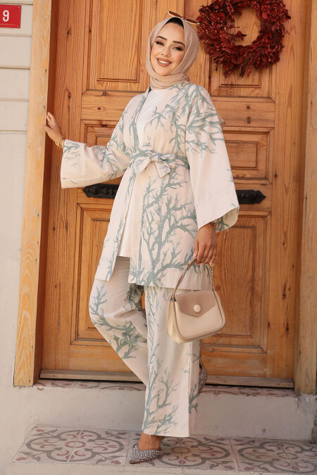 Modest Almond Green Dual Suit 12121CY - NEVA STYLE