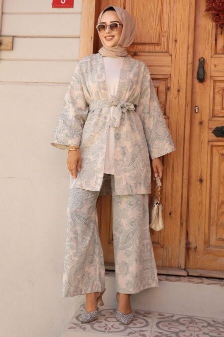 Modest Almond Green Dual Suit 12122CY - NEVA STYLE