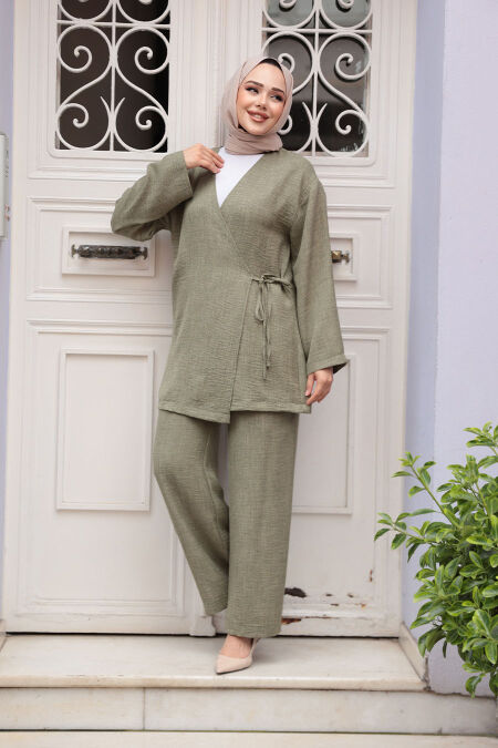 Modest Almond Green Dual Suit 50183CY - NEVA STYLE